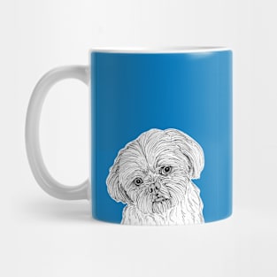 Shih Tzu Dog Portrait ( blue background ) Mug